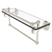  Pacific Grove Collection 16'' Gallery Glass Shelf with Towel Bar and Dotted Accents in Polished Nickel, 16'' W x 5-1/2'' D x 6-13/16'' H