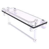  Pacific Grove Collection 16'' Gallery Glass Shelf with Towel Bar and Dotted Accents in Satin Chrome, 16'' W x 5-1/2'' D x 6-13/16'' H