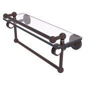  Pacific Grove Collection 16'' Gallery Glass Shelf with Towel Bar and Dotted Accents in Venetian Bronze, 16'' W x 5-1/2'' D x 6-13/16'' H