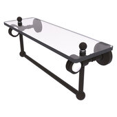  Pacific Grove Collection 16'' Glass Shelf with Towel Bar and Dotted Accents in Oil Rubbed Bronze, 16'' W x 5-1/8'' D x 6-3/8'' H