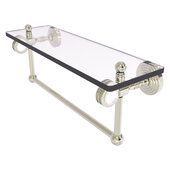  Pacific Grove Collection 16'' Glass Shelf with Towel Bar and Dotted Accents in Polished Nickel, 16'' W x 5-1/8'' D x 6-3/8'' H