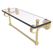  Pacific Grove Collection 16'' Glass Shelf with Towel Bar and Dotted Accents in Satin Brass, 16'' W x 5-1/8'' D x 6-3/8'' H