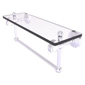  Pacific Grove Collection 16'' Glass Shelf with Towel Bar and Dotted Accents in Satin Chrome, 16'' W x 5-1/8'' D x 6-3/8'' H