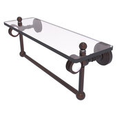  Pacific Grove Collection 16'' Glass Shelf with Towel Bar and Dotted Accents in Venetian Bronze, 16'' W x 5-1/8'' D x 6-3/8'' H