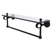 Pacific Grove Collection 22'' Glass Shelf with Towel Bar and Dotted Accents in Matte Black, 22'' W x 5-1/8'' D x 6-3/8'' H