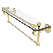  Pacific Grove Collection 22'' Gallery Glass Shelf with Towel Bar and Dotted Accents in Satin Brass, 22'' W x 5-1/2'' D x 6-13/16'' H