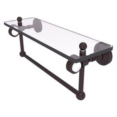  Pacific Grove Collection 16'' Glass Shelf with Towel Bar and Grooved Accents in Antique Bronze, 16'' W x 5-1/8'' D x 6-3/8'' H