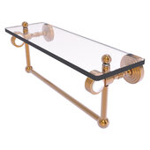 Pacific Grove Collection 16'' Glass Shelf with Towel Bar and Grooved Accents in Brushed Bronze, 16'' W x 5-1/8'' D x 6-3/8'' H