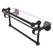 Pacific Grove Collection 16'' Gallery Glass Shelf with Towel Bar and Grooved Accents in Oil Rubbed Bronze, 16'' W x 5-1/2'' D x 6-13/16'' H