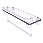  Pacific Grove Collection 16'' Gallery Glass Shelf with Towel Bar and Grooved Accents in Polished Chrome, 16'' W x 5-1/2'' D x 6-13/16'' H