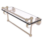 Pacific Grove Collection 16'' Gallery Glass Shelf with Towel Bar and Grooved Accents in Antique Pewter, 16'' W x 5-1/2'' D x 6-13/16'' H