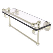  Pacific Grove Collection 16'' Gallery Glass Shelf with Towel Bar and Grooved Accents in Polished Nickel, 16'' W x 5-1/2'' D x 6-13/16'' H