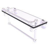  Pacific Grove Collection 16'' Gallery Glass Shelf with Towel Bar and Grooved Accents in Satin Chrome, 16'' W x 5-1/2'' D x 6-13/16'' H