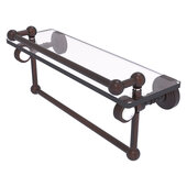  Pacific Grove Collection 16'' Gallery Glass Shelf with Towel Bar and Grooved Accents in Venetian Bronze, 16'' W x 5-1/2'' D x 6-13/16'' H