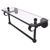  Pacific Grove Collection 16'' Glass Shelf with Towel Bar and Grooved Accents in Oil Rubbed Bronze, 16'' W x 5-1/8'' D x 6-3/8'' H