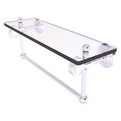  Pacific Grove Collection 16'' Glass Shelf with Towel Bar and Grooved Accents in Polished Chrome, 16'' W x 5-1/8'' D x 6-3/8'' H