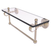  Pacific Grove Collection 16'' Glass Shelf with Towel Bar and Grooved Accents in Antique Pewter, 16'' W x 5-1/8'' D x 6-3/8'' H
