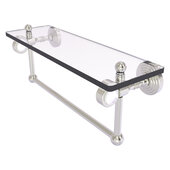  Pacific Grove Collection 16'' Glass Shelf with Towel Bar and Grooved Accents in Satin Nickel, 16'' W x 5-1/8'' D x 6-3/8'' H