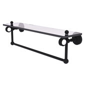  Pacific Grove Collection 22'' Glass Shelf with Towel Bar and Grooved Accents in Matte Black, 22'' W x 5-1/8'' D x 6-3/8'' H