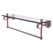  Pacific Grove Collection 22'' Glass Shelf with Towel Bar and Grooved Accents in Antique Copper, 22'' W x 5-1/8'' D x 6-3/8'' H