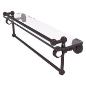  Pacific Grove Collection 22'' Gallery Glass Shelf with Towel Bar and Grooved Accents in Antique Bronze, 22'' W x 5-1/2'' D x 6-13/16'' H