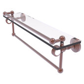  Pacific Grove Collection 22'' Gallery Glass Shelf with Towel Bar and Grooved Accents in Antique Copper, 22'' W x 5-1/2'' D x 6-13/16'' H
