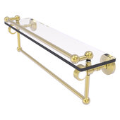  Pacific Grove Collection 22'' Gallery Glass Shelf with Towel Bar and Grooved Accents in Satin Brass, 22'' W x 5-1/2'' D x 6-13/16'' H