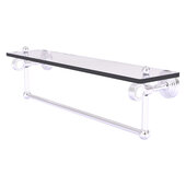 Pacific Grove Collection 22'' Glass Shelf with Towel Bar and Grooved Accents in Satin Chrome, 22'' W x 5-1/8'' D x 6-3/8'' H