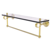  Pacific Grove Collection 22'' Glass Shelf with Towel Bar and Grooved Accents in Unlacquered Brass, 22'' W x 5-1/8'' D x 6-3/8'' H