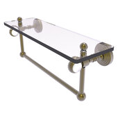  Pacific Grove Collection 16'' Glass Shelf with Towel Bar and Twisted Accents in Antique Brass, 16'' W x 5-1/8'' D x 6-3/8'' H