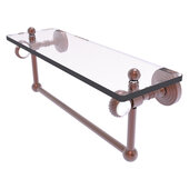  Pacific Grove Collection 16'' Glass Shelf with Towel Bar and Twisted Accents in Antique Copper, 16'' W x 5-1/8'' D x 6-3/8'' H