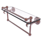  Pacific Grove Collection 16'' Gallery Glass Shelf with Towel Bar and Twisted Accents in Antique Copper, 16'' W x 5-1/2'' D x 6-13/16'' H