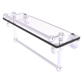  Pacific Grove Collection 16'' Gallery Glass Shelf with Towel Bar and Twisted Accents in Satin Chrome, 16'' W x 5-1/2'' D x 6-13/16'' H