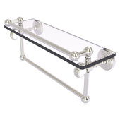  Pacific Grove Collection 16'' Gallery Glass Shelf with Towel Bar and Twisted Accents in Satin Nickel, 16'' W x 5-1/2'' D x 6-13/16'' H