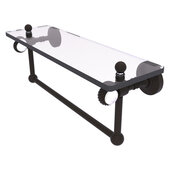  Pacific Grove Collection 16'' Glass Shelf with Towel Bar and Twisted Accents in Oil Rubbed Bronze, 16'' W x 5-1/8'' D x 6-3/8'' H