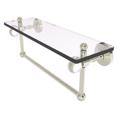  Pacific Grove Collection 16'' Glass Shelf with Towel Bar and Twisted Accents in Polished Nickel, 16'' W x 5-1/8'' D x 6-3/8'' H