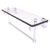  Pacific Grove Collection 16'' Glass Shelf with Towel Bar and Twisted Accents in Satin Chrome, 16'' W x 5-1/8'' D x 6-3/8'' H