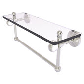  Pacific Grove Collection 16'' Glass Shelf with Towel Bar and Twisted Accents in Satin Nickel, 16'' W x 5-1/8'' D x 6-3/8'' H
