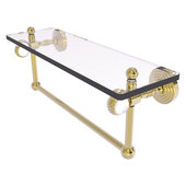  Pacific Grove Collection 16'' Glass Shelf with Towel Bar and Twisted Accents in Unlacquered Brass, 16'' W x 5-1/8'' D x 6-3/8'' H