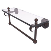  Pacific Grove Collection 16'' Glass Shelf with Towel Bar and Twisted Accents in Venetian Bronze, 16'' W x 5-1/8'' D x 6-3/8'' H