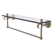  Pacific Grove Collection 22'' Glass Shelf with Towel Bar and Twisted Accents in Antique Brass, 22'' W x 5-1/8'' D x 6-3/8'' H