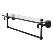  Pacific Grove Collection 22'' Glass Shelf with Towel Bar and Twisted Accents in Matte Black, 22'' W x 5-1/8'' D x 6-3/8'' H
