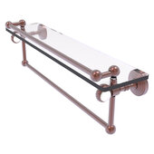  Pacific Grove Collection 22'' Gallery Glass Shelf with Towel Bar and Twisted Accents in Antique Copper, 22'' W x 5-1/2'' D x 6-13/16'' H