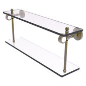  Pacific Grove Collection 22'' Two Tiered Glass Shelf with Smooth Accent in Antique Brass, 22'' W x 5-1/8'' D x 9-5/16'' H