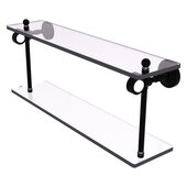 Pacific Grove Collection 22'' Two Tiered Glass Shelf with Smooth Accent in Matte Black, 22'' W x 5-1/8'' D x 9-5/16'' H