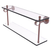  Pacific Grove Collection 22'' Two Tiered Glass Shelf with Smooth Accent in Antique Copper, 22'' W x 5-1/8'' D x 9-5/16'' H