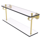 Pacific Grove Collection 22'' Two Tiered Glass Shelf with Smooth Accent in Satin Brass, 22'' W x 5-1/8'' D x 9-5/16'' H