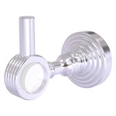  Pacific Grove Collection Robe Hook with Grooved Accents in Satin Chrome, 2-1/4'' Diameter x 4'' D x 3-1/8'' H
