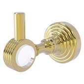 Pacific Grove Collection Robe Hook with Grooved Accents in Unlacquered Brass, 2-1/4'' Diameter x 4'' D x 3-1/8'' H