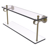  Pacific Grove Collection 22'' Two Tiered Glass Shelf with Dotted Accents in Antique Brass, 22'' W x 5-1/8'' D x 9-5/16'' H